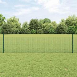 Clôture en fil soudé avec 22 poteaux en U Vert 0.5x50 m Acier