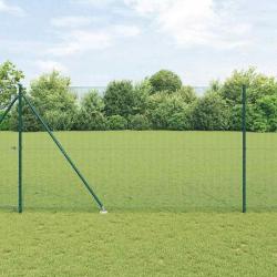 Clôture en fil soudé avec 7 piquets en spike Vert 1,5x10 m Acier