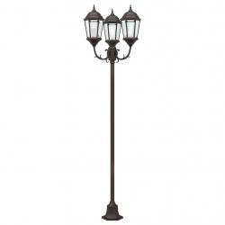 Poteau de lumière de jardin 3 lampes E27 Bronze 220 cm Aluminium