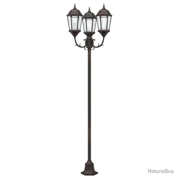 Poteau de lumire de jardin 3 lampes E27 Bronze 220 cm Aluminium