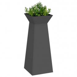 Jardinières en Pilier de Jardin , 2 pcs avec bol noir, dimensions 40x40x100 cm, en acier.