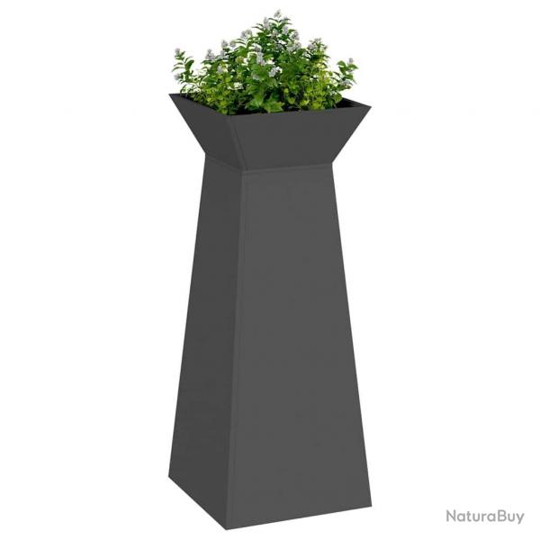 Jardinires en Pilier de Jardin , 2 pcs avec bol noir, dimensions 40x40x100 cm, en acier.