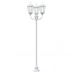 Lampadaire de jardin 3 lampes E27 Blanc 220 cm Aluminium