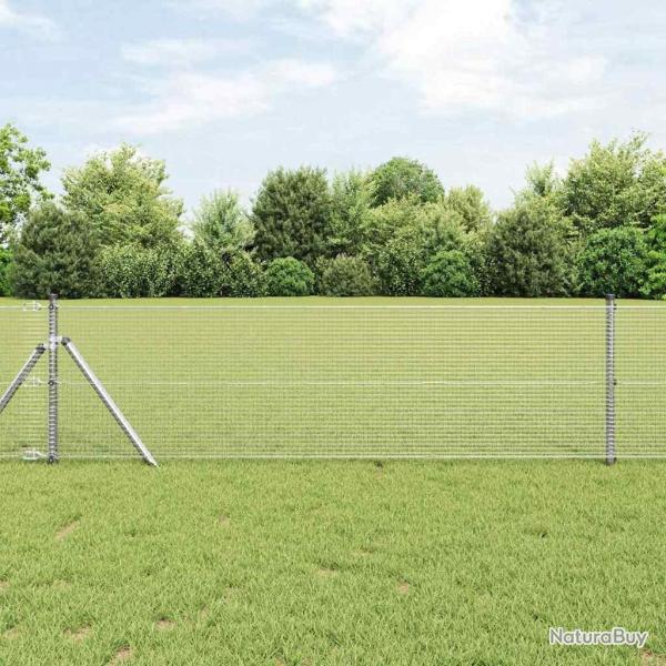 Clture en fil soud avec 13 poteaux 0,6x50 m Acier galvanis