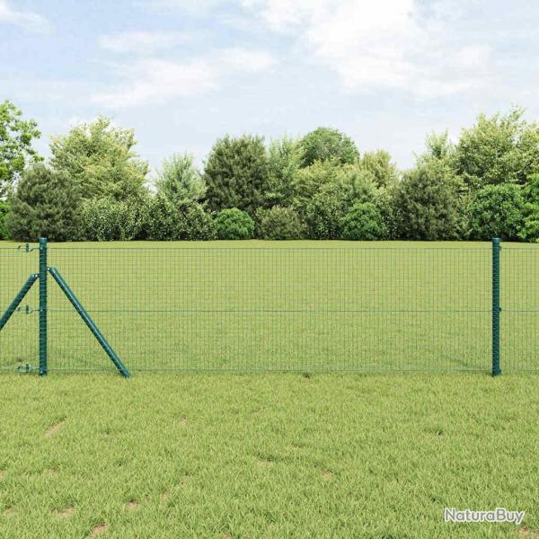Clture en fil soud avec 13 poteaux Vert 0.6x50 m Acier