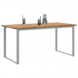 Table de Salle à Manger d'extérieur Grise 160x80x75 cm en Acier et Bois Solide d'Acacia