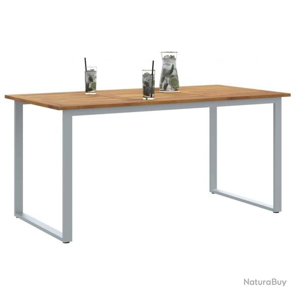 Table de Salle  Manger d'extrieur Grise 160x80x75 cm en Acier et Bois Solide d'Acacia