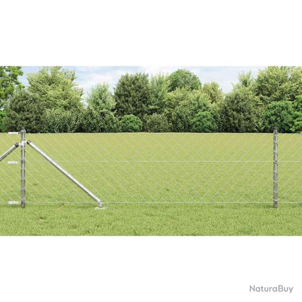 Jeu de Poteaux de Clture Argent 25 x 0.8 m Acier galvanis