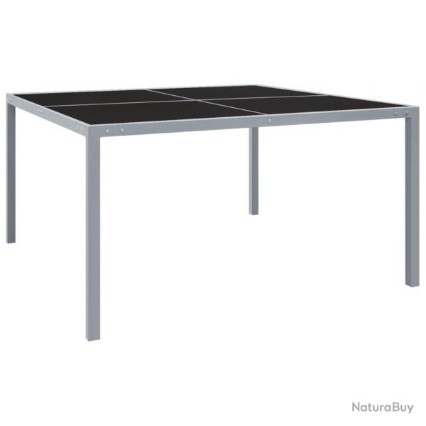 Table de jardin 130x130x72 cm Gris Acier et verre
