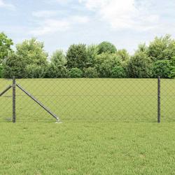 Jeu de Poteaux de Clôture Gris 0.6 x 25 m