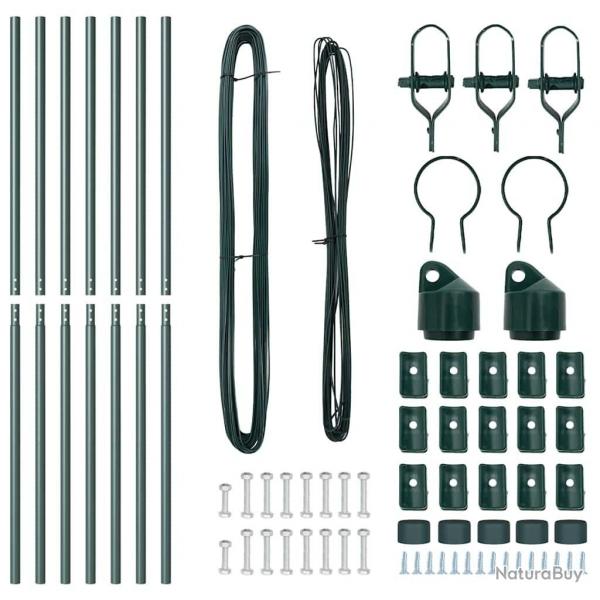 Ensemble de poteaux de clture 7 pcs Vert 32mm 160 cm Mtal