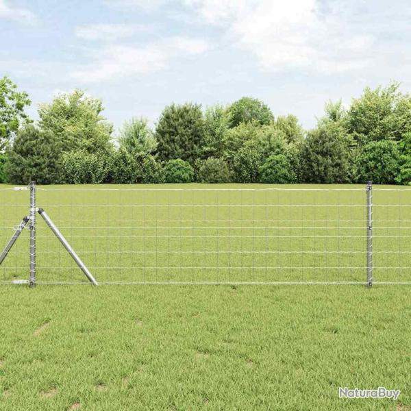 Clture Euro avec 13 poteaux 0,4 x 50 m en acier galvanis