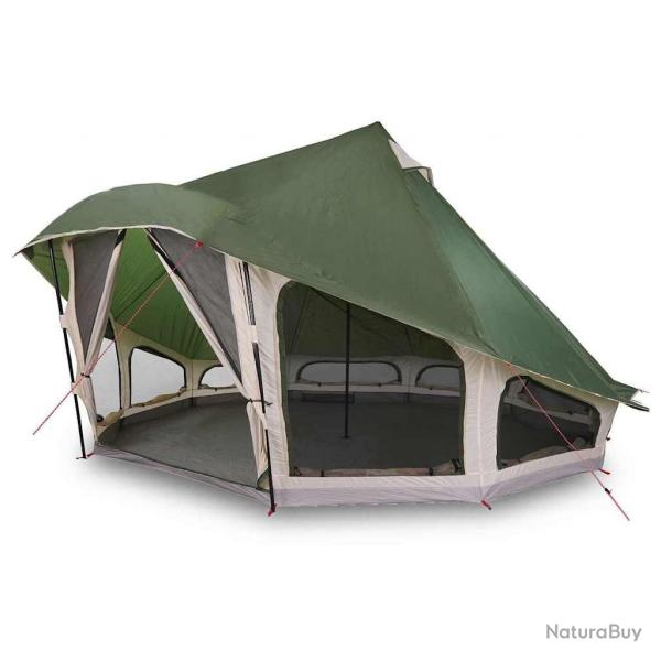 Tente familiale Tipi verte pour 10 personnes, impermable