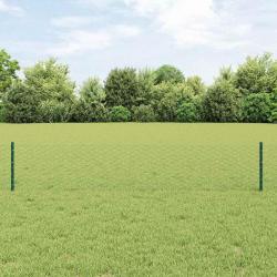 Poteaux de Clôture 11 pcs U-Channel Vert 40 cm Acier