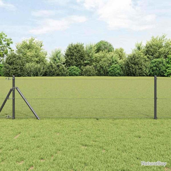 Clture en fil soud avec 13 poteaux Gris 0,6x50 m Acier