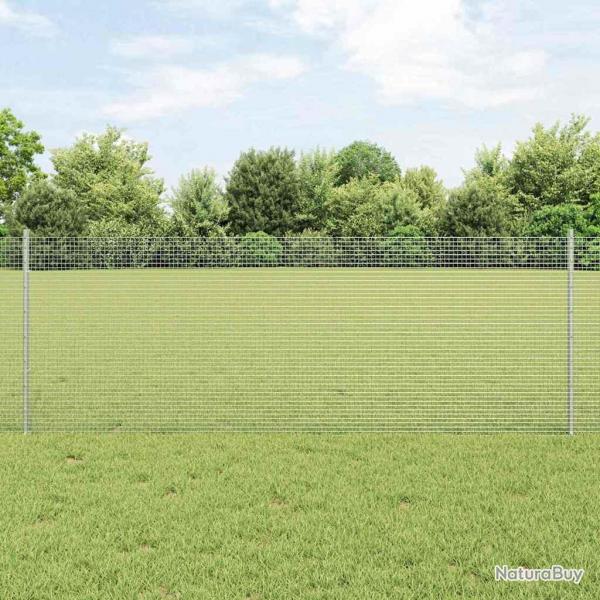 Clture en fil soud avec 22 poteaux U Argent 0.8x50 m Acier