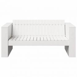 Canapé de jardin 2 places 134x60x62 cm blanc en bois massif de pin
