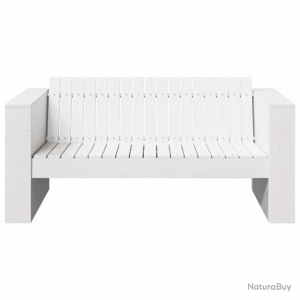 Canap de jardin 2 places 134x60x62 cm blanc en bois massif de pin