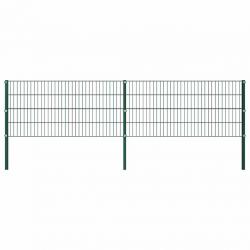 Panneau de clôture avec poteaux Fer 3,4 x 0,8 m Vert