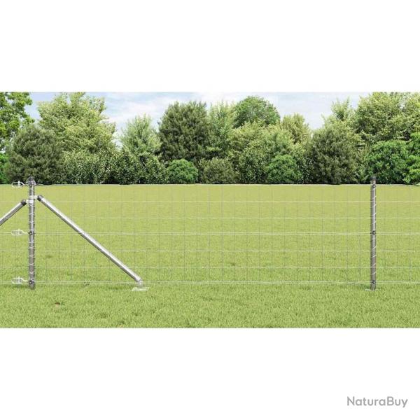 Clture Euro avec 13 poteaux en pointe 0,6 x 25 m en acier galvanis