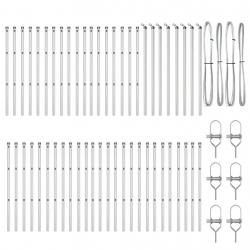 Poteaux de clôture 52 pièces Ø32 mm 80 cm en acier galvanisé