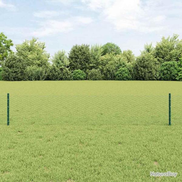 Poteaux de Clture 11 pcs U-Channel Vert 40 cm Acier