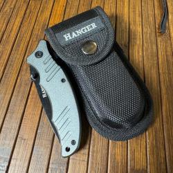 COUTEAU PLIANT À OUVERTURE ASSISTÉE HANGER NEUF AVEC CLIP CEINTURE INTÉGRÉE ET ÉTUI DE CEINTURE