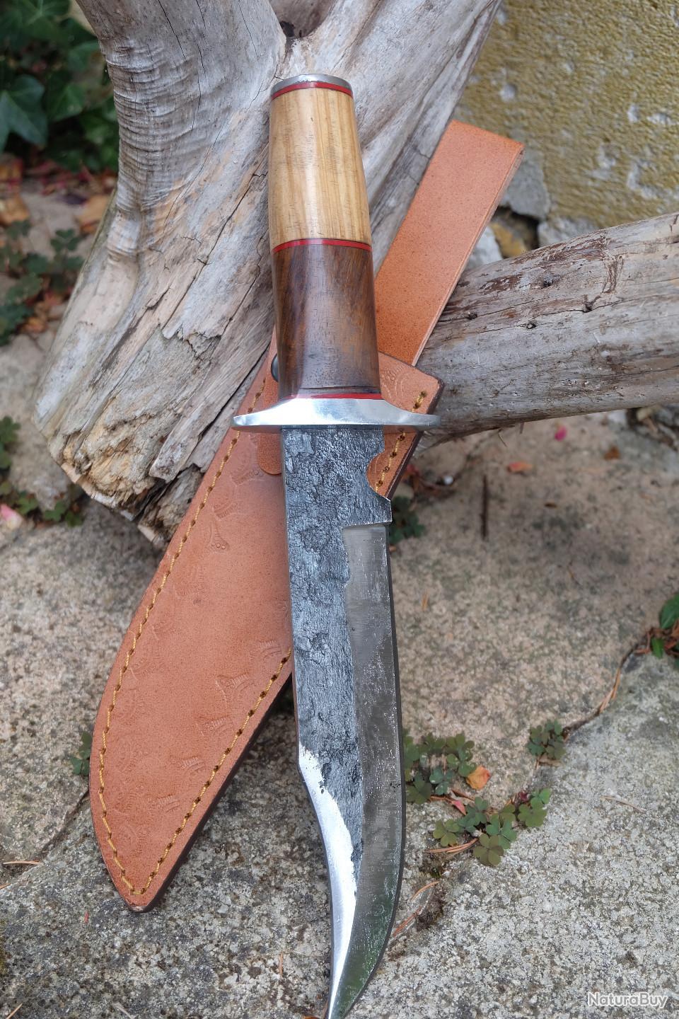 Couteau De Chasse Poignard En Acier Damas Fait Main – Avec Fourreau Cuir, Personnalisé Et Unique
