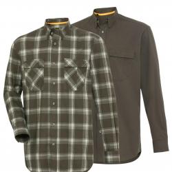 Pack de 2 chemises de chasse (Couleur: Carreaux vert/brun, Taille: 4X)