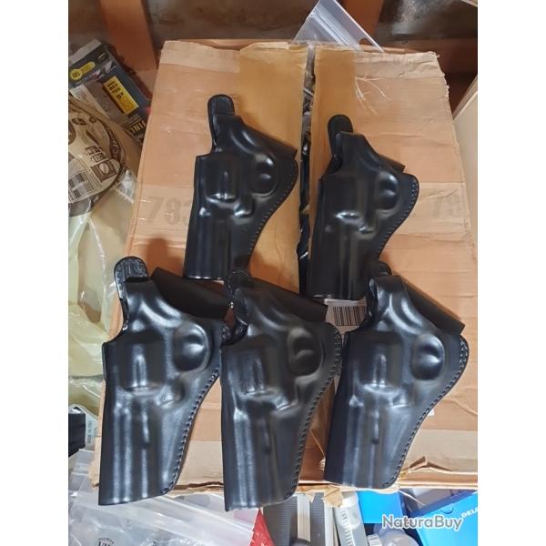 Lot de 5 holsters revolver gaucher 4 pouces neuf vega holster cuir