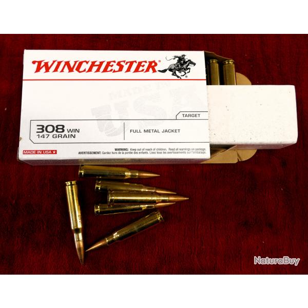 CARTOUCHES WINCHESTER 308  WIN TARGET 147 GRS