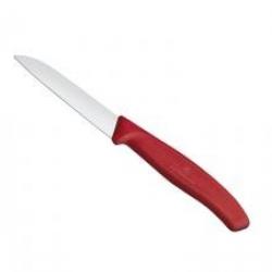 Couteau office Victorinox lame 8 cm inox pointe rabattue, manche rouge (boite de 20)