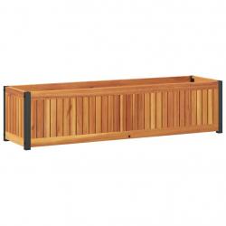 Jardinière bac lit surélevé plantes fleurs terrasse jardin 110 x 30 x 27,5 cm bois massif d'acacia