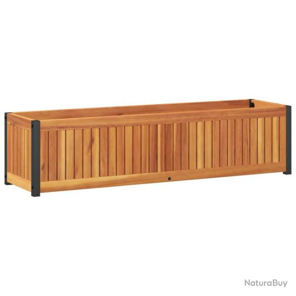 Jardinire bac lit surlev plantes fleurs terrasse jardin 110 x 30 x 27,5 cm bois massif d'acacia