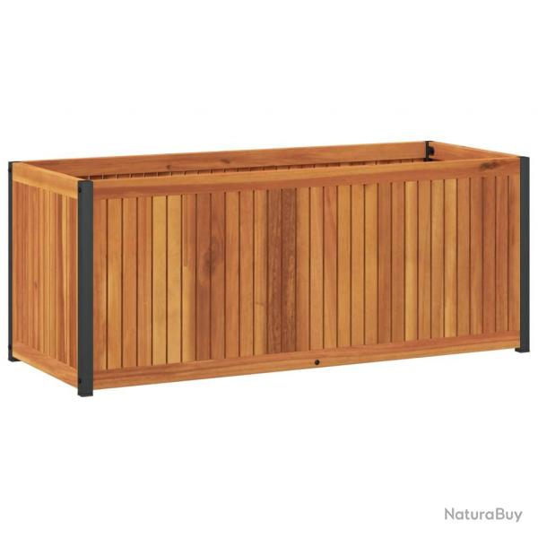 Jardinire bac lit surlev plantes fleurs terrasse jardin 110 x 45 x 44 cm bois massif d'acacia et