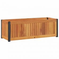 Jardinière bac lit surélevé plantes fleurs terrasse jardin 80 x 30 x 27,5 cm bois massif d'acacia e