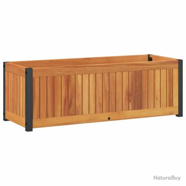 Jardinire bac lit surlev plantes fleurs terrasse jardin 80 x 30 x 27,5 cm bois massif d'acacia e
