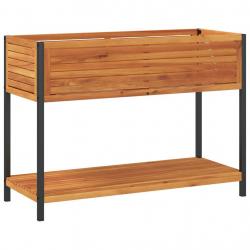 Jardinière bac lit surélevé plantes fleurs terrasse jardin et étagère 110 x 45 x 80cm bois massif d