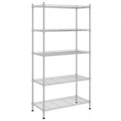 Étagère de rangement 5 niveaux 90 x 35 x 180 cm Chrome 250 kg Argent 02_0045695