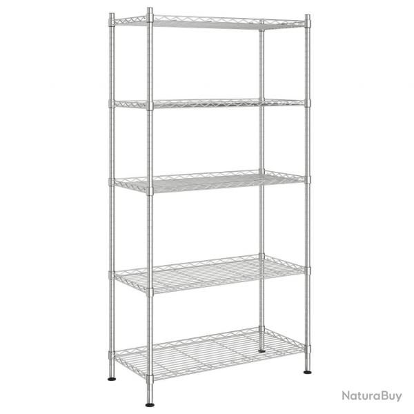 tagre de rangement 5 niveaux 90 x 35 x 180 cm Chrome 250 kg Argent 02_0045695
