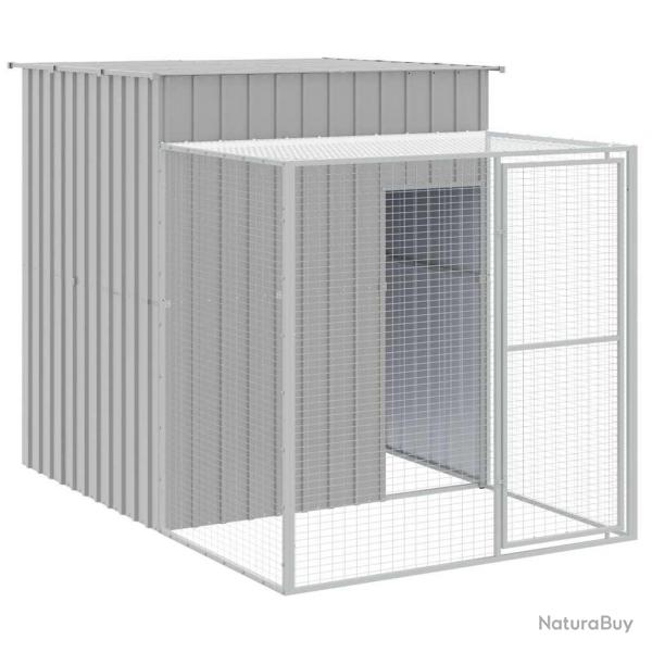 Poulailler enclos cage poules avec cour clair 165 x 251 x 181 cm acier galvanis gris 02_0043964