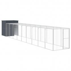 Poulailler enclos cage poules avec cour 165 x 1067 x 181 cm acier galvanisé anthracite 02_0043950