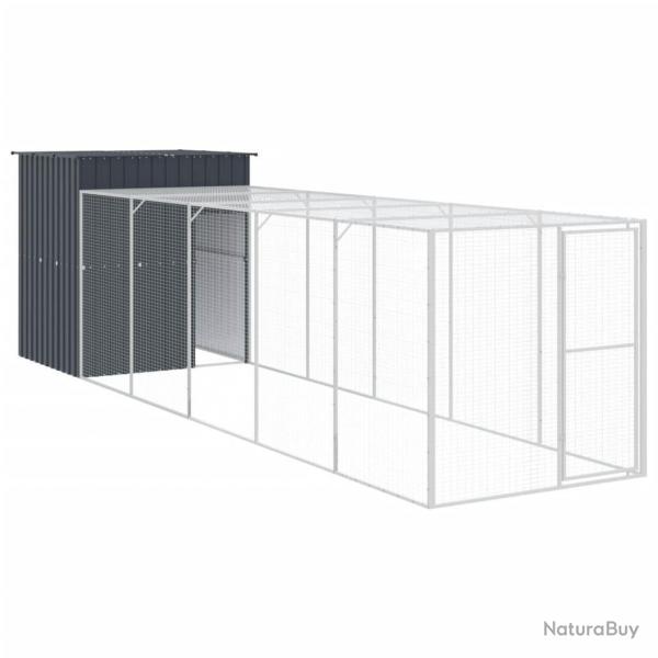 Poulailler enclos cage poules avec cour 165 x 659 x 181 cm acier galvanis anthracite 02_0043954