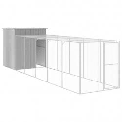 Poulailler enclos cage poules avec cour clair 165 x 659 x 181 cm acier galvanisé gris 02_0043966