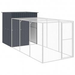 Poulailler enclos cage poules avec cour 165 x 455 x 181 cm acier galvanisé anthracite 02_0043953