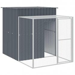 Poulailler enclos cage poules avec cour 165 x 251 x 181 cm acier galvanisé anthracite 02_0043952