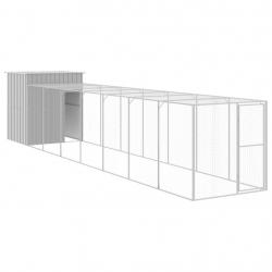 Poulailler enclos cage poules avec cour clair 165 x 863 x 181 cm acier galvanisé gris 02_0043967