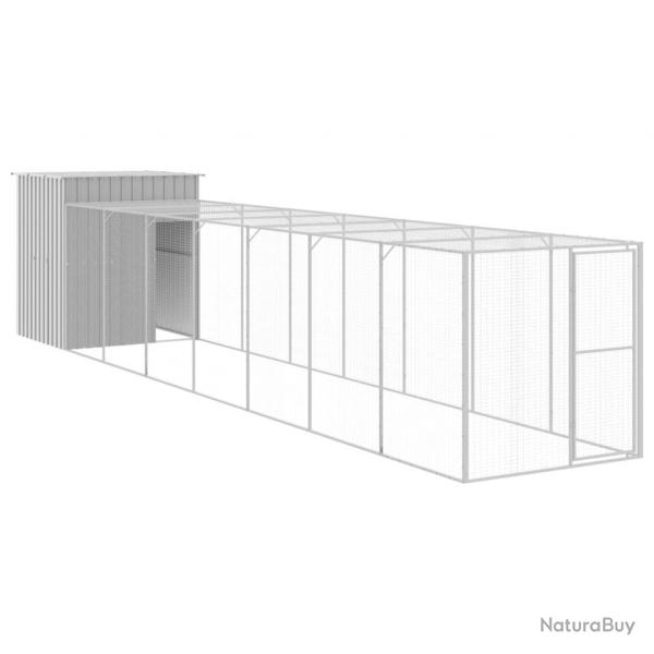 Poulailler enclos cage poules avec cour clair 165 x 863 x 181 cm acier galvanis gris 02_0043967