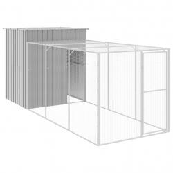 Poulailler enclos cage poules avec cour clair 165 x 455 x 181 cm acier galvanisé gris 02_0043965