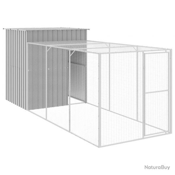 Poulailler enclos cage poules avec cour clair 165 x 455 x 181 cm acier galvanis gris 02_0043965